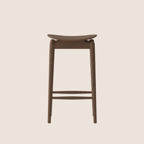Oslo dark solid oak barstool with footrest, Scandinavian design, front view