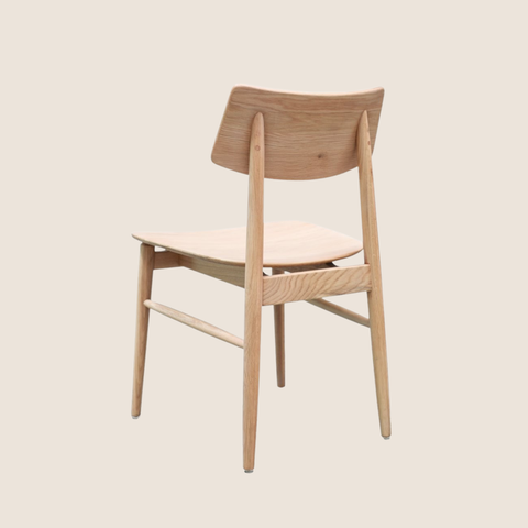 Oslo solid oak dining chair in Natural finish, back view