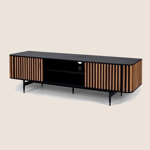Pete Entertainment Unit in Black and Natural two-tone colourway, front view