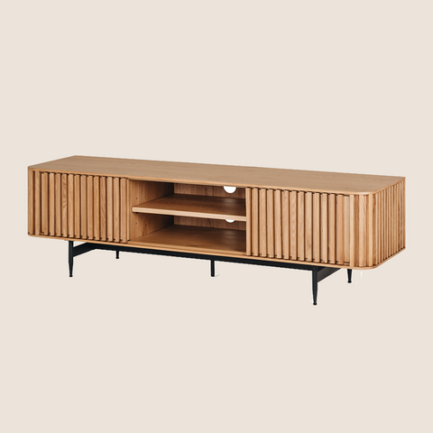 Pete Entertainment Unit in Natural oak, front view