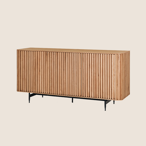 Pete Sideboard in Natural oak, front view showing strip panel design
