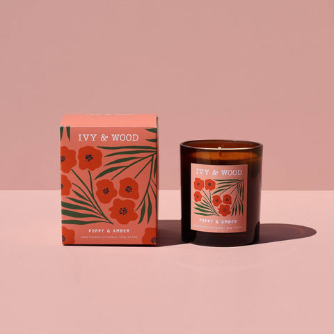 Poppy and Amber Scented Soy Candle