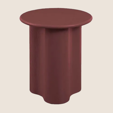 Ripple side table in Merlot colourway, front view