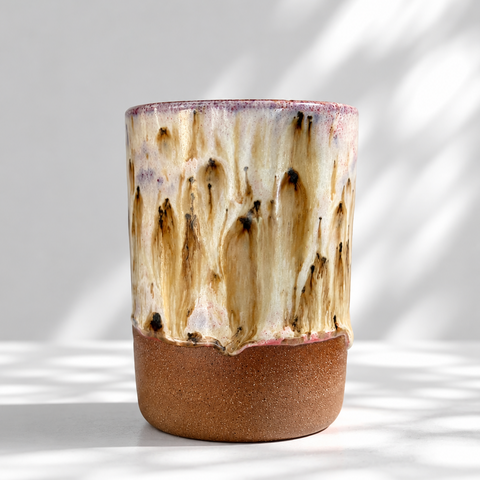 Wild Berry Summit Tumbler by Saturday Ceramics – handmade ceramic coffee cup in a deep berry glaze