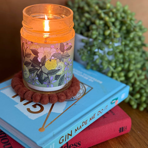 Set of four felt coasters styled - candle coaster