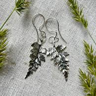 Sterling silver earrings cast from a genuine fern leaf