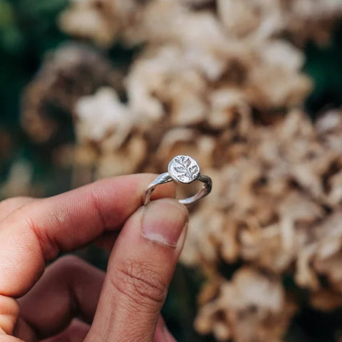 Sterling silver ring cast from a pressed silver fern frond