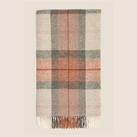 Skye Coral NZ Wool Throw folded flat on white background