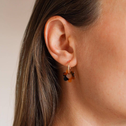 Small Stainless Steel Brown Flower Hoops detail