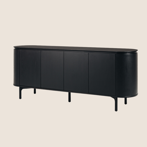 Studio Curve Sideboard Black detail shot showing notch handle and door panel