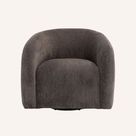 Ted Swivel Chair in Pinecone chenille fabric, front view