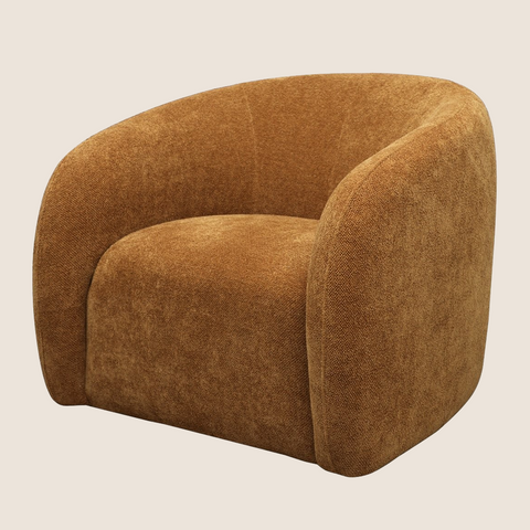Ted swivel chair in ginger textured polyester, front view