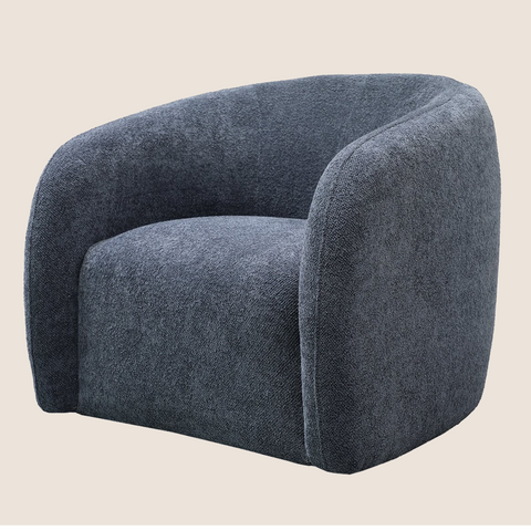 Ted swivel chair steel, front view showing curved form and tapered arms