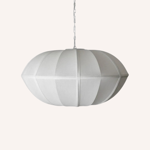 Thea Cloud Pendant in white, sculptural ceiling light with architectural frame