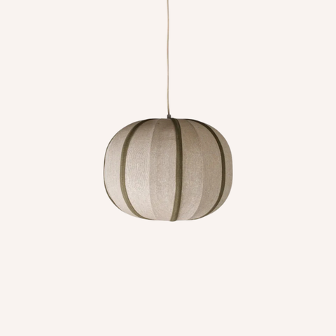 round pendant light with live stripes against white background