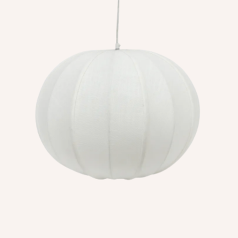 Thea Sphere Chandelier in white and natural cotton jute