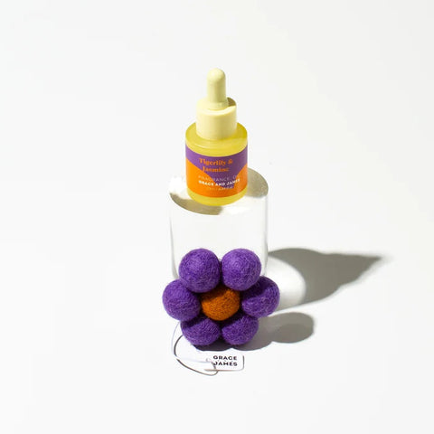Tiger Lily & Jasmine fragrance dropper bottle with felt flower diffuser