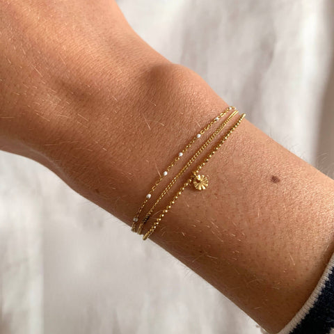 Triple Stainless Steel Bracelet with White Dots