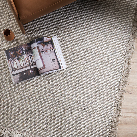 Ulster White & Natural flatweave rug, front view