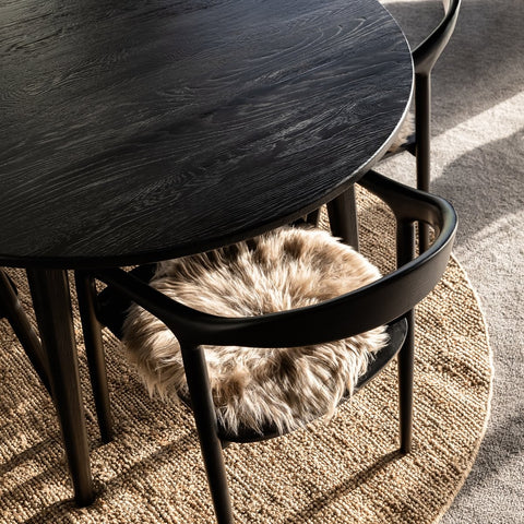 Vanessa round dining table Black, lifestyle shot showing scale