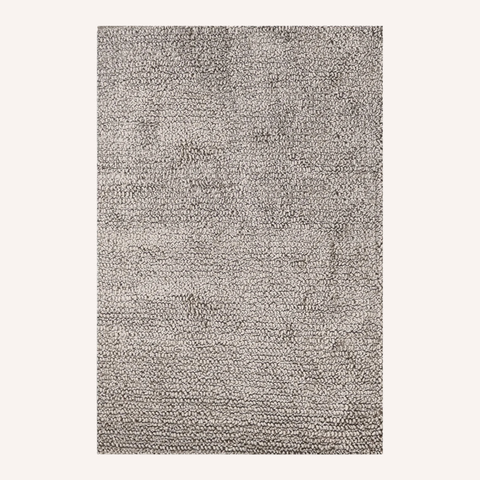 Full view of Wanaka Rug in light grey showing cut and loop pile