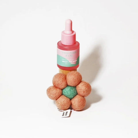 White Peach & Lily fragrance dropper bottle with felt flower diffuser