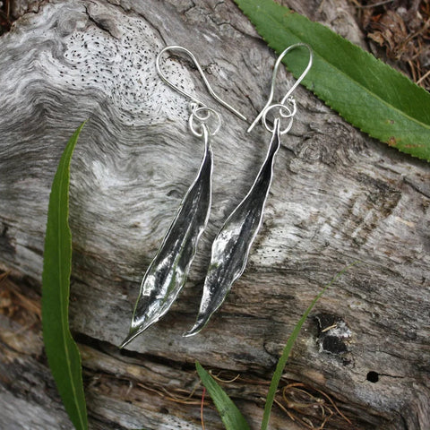 Sterling silver Willow Leaf Earrings, approximately 5cm