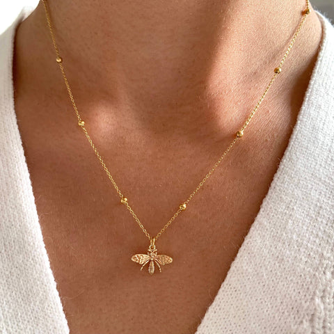 Bee pendant necklace with ball chain