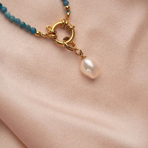 Apatite blue steel natural stone necklace