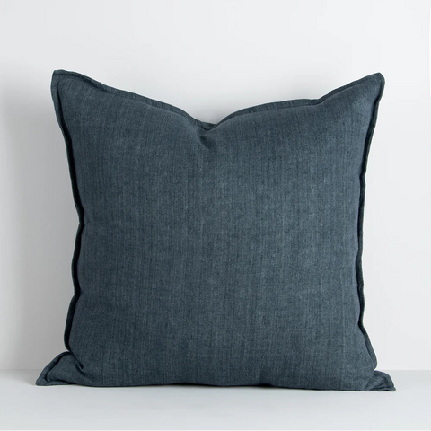 Cassia Cushion Cover in Cloudburst showing handwoven linen texture
