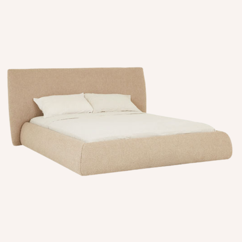 Curve Bedframe in Beige boucle, full view