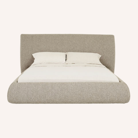 Curve Bedframe in Mercury boucle, front view
