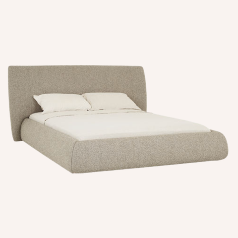 Curve Bedframe in Mercury boucle, full view