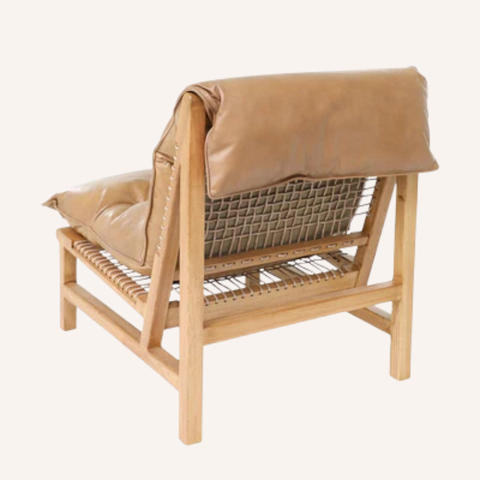 Dex Side Chair back profile showing hand-laced American Ash frame detail