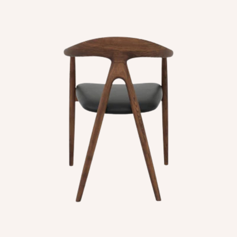 Dodi Dining Chair Walnut finish, back view showing sculptural wishbone backrest and ash frame