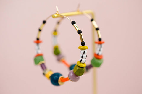 Large Bead Hoop Earrings