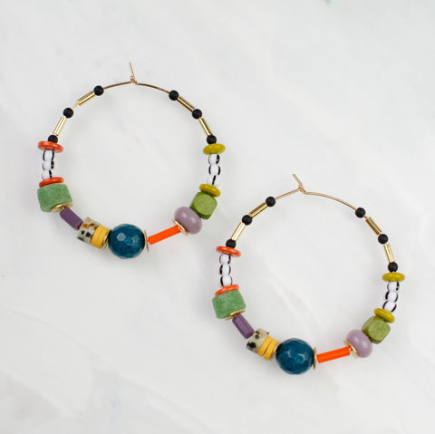 Large Bead Hoop Earrings