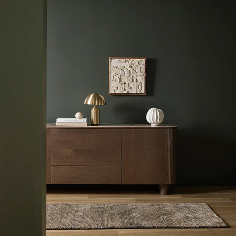Fairbanks Fossil Rug Runner styled in a hallway entrance