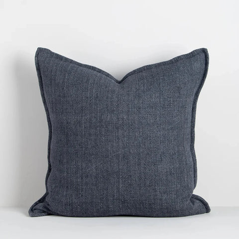 Flaxmill Cushion Cover in Thunder showing heavyweight linen weave
