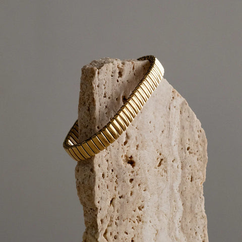Flexi Strap adjustable gold bracelet set with zirconias