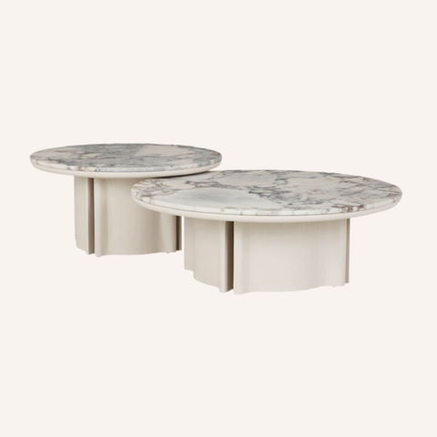 Leone Coffee Table, Small and Large Marble versions paired together
