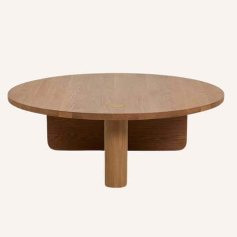 Pivot coffee table in light oak finish, full view