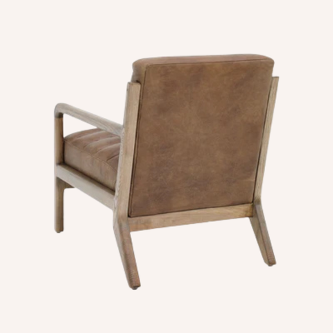 Moore Armchair back profile showing ash wood frame construction and light walnut finish