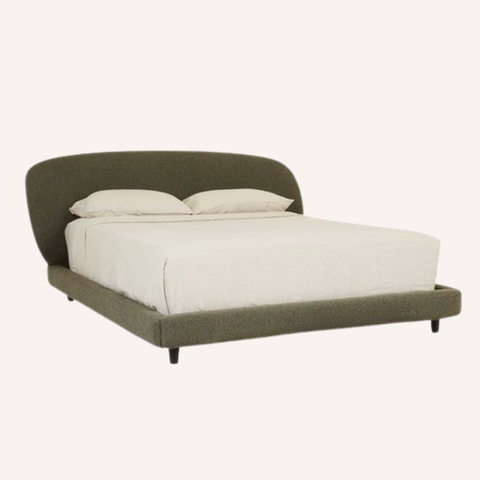 Mondo Bed in Moss boucle, full view