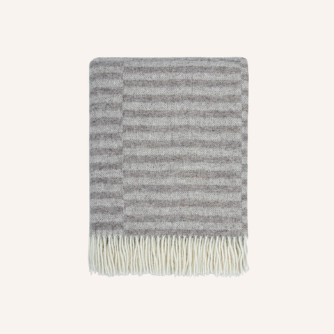 Noah Oatmeal Throw showing offset linear wool weave
