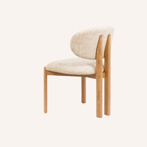 Pello Dining Chair in Beige, Natural Ash frame, front view
