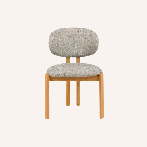 Pello Dining Chair in Greige, Natural Ash frame, front view