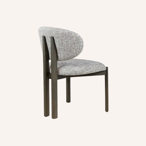 Pello Dining Chair in Greige, Smoked Ash frame, front view