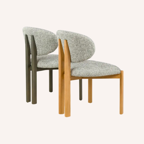Pello Dining Chair in Natural and Smoked Ash, Greige upholstery