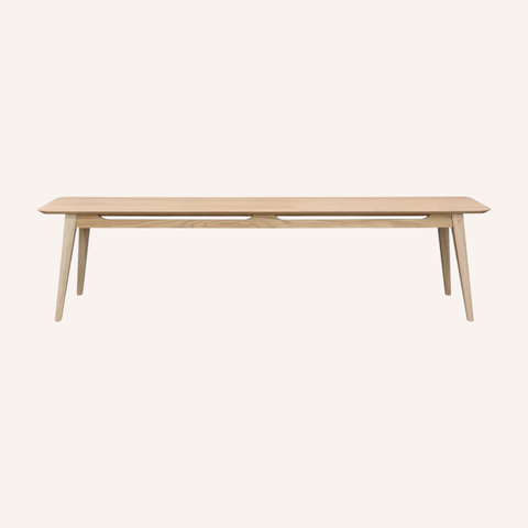Reuke Bench Seat in Natural solid oak finish, full front view